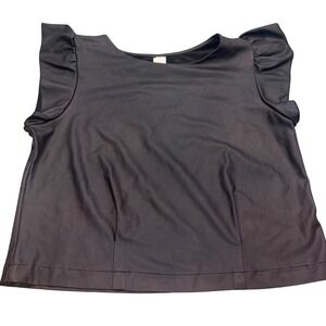 Grunge Rocker West Moon Top Womens L Black Ruffle Sleeve Made in USA